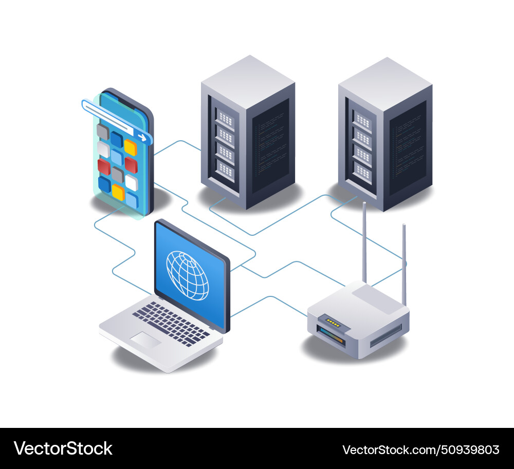 Wifi-Netzwerk verbindet Router Internet-Computer Wifi-Netzwerk verbindet Router Internet-Computer vektorbild