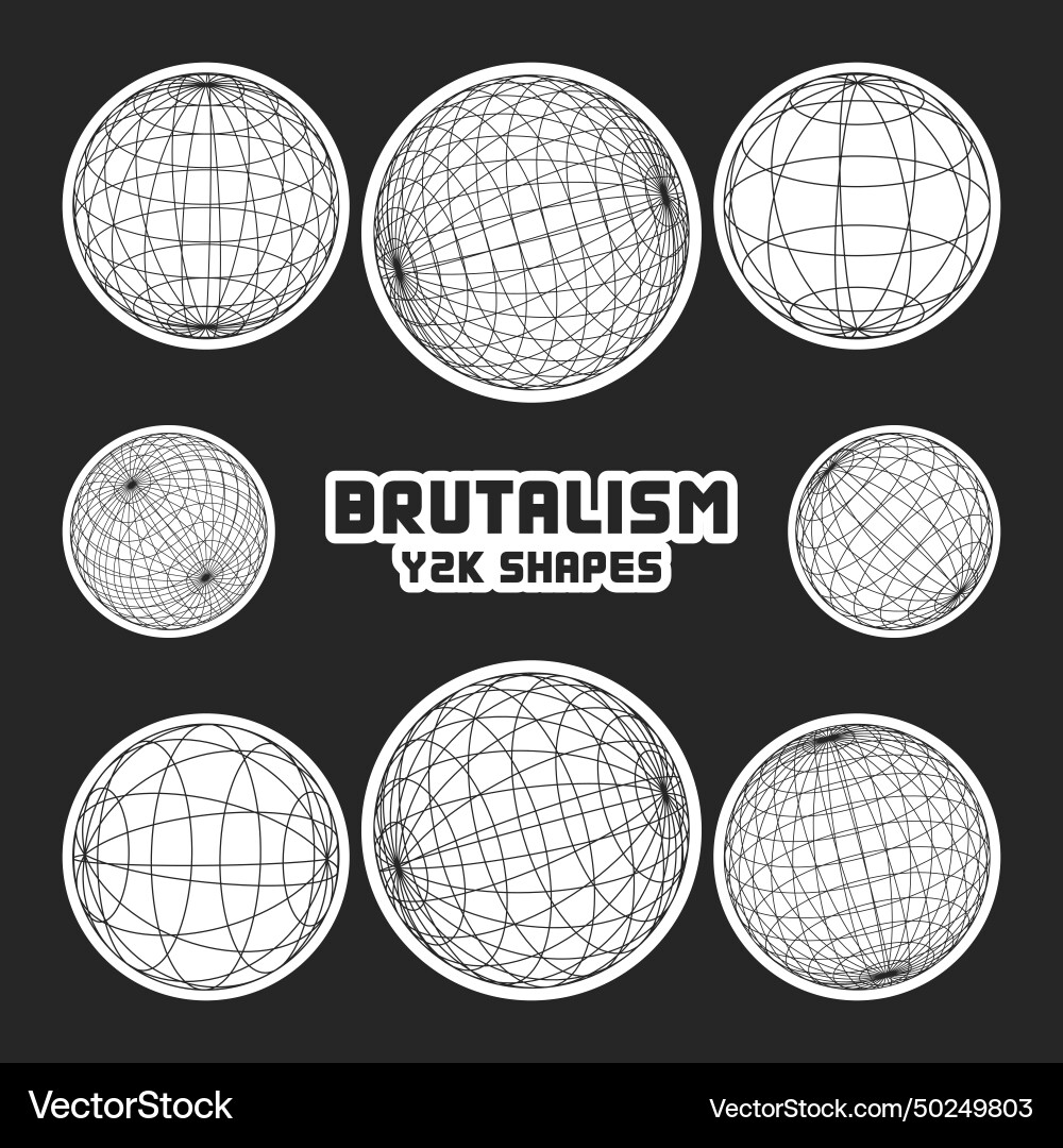 Wireframe shapes lined sphere perspective mesh Wireframe shapes lined sphere perspective mesh vector image