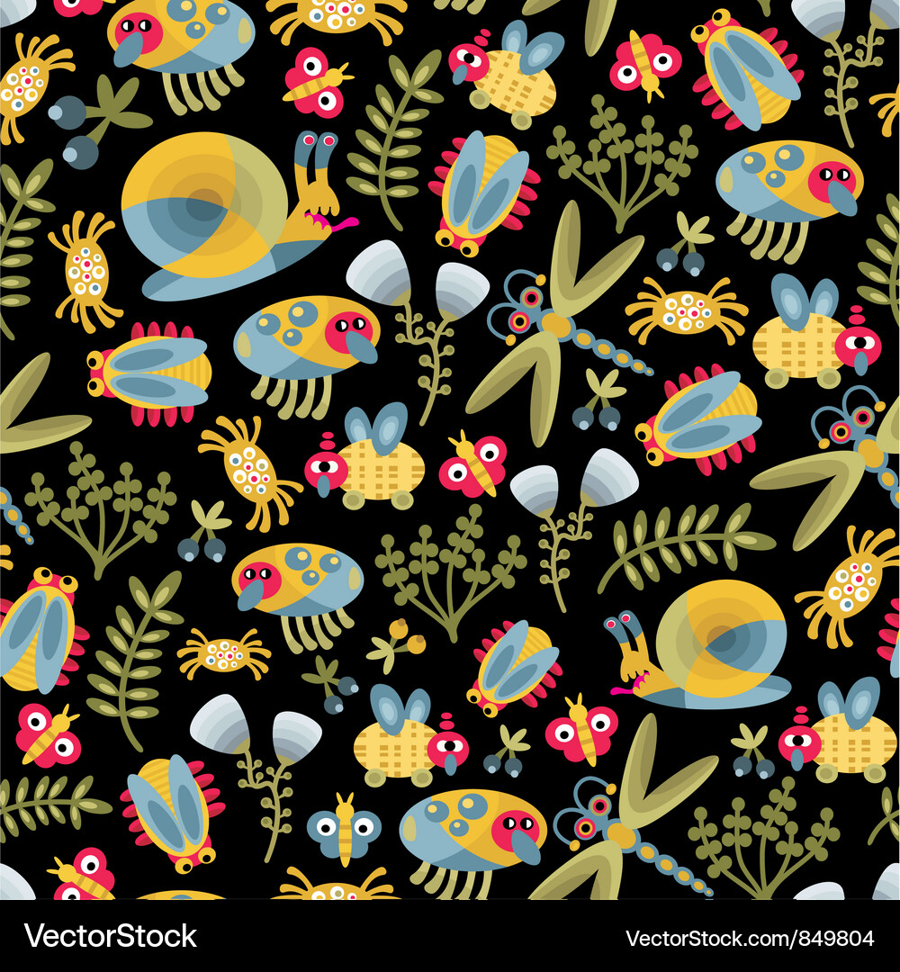 Charming Insect Garden Pattern Vector Image