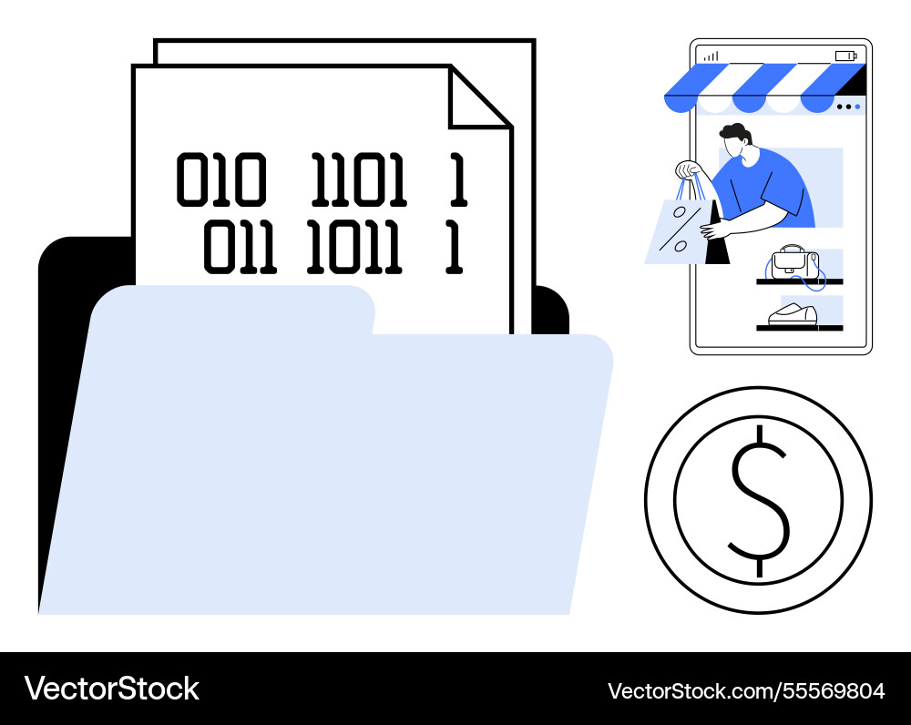 Data management and e-commerce binary code Data management and e-commerce binary code Vector Image