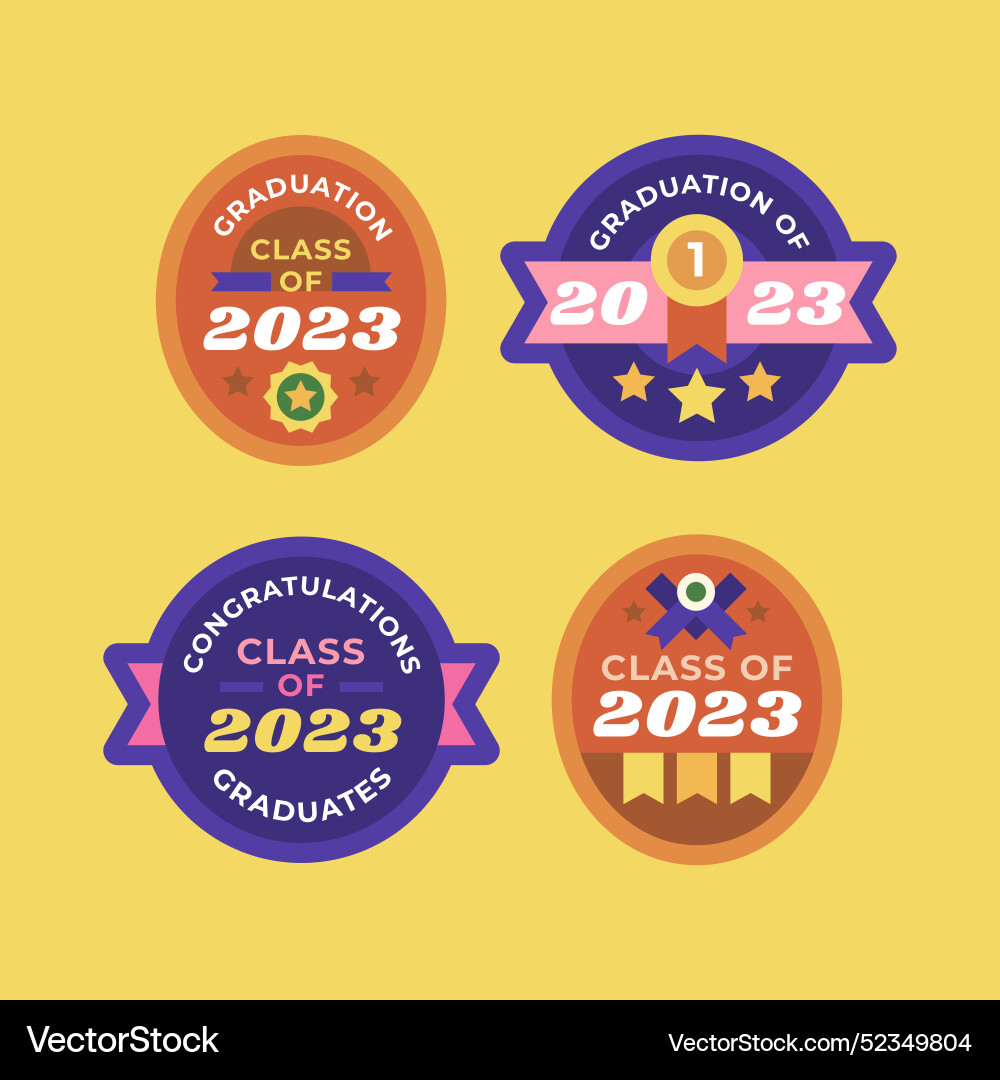 Flat labels collection for class of 2023 vector image