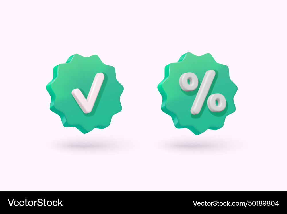Label set with percent check mark and discount Label set with percent check mark and discount vector image
