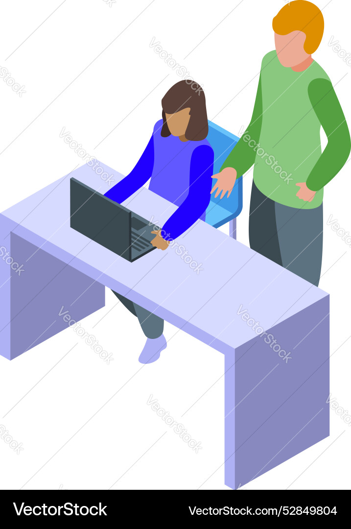 Manager explaining task to employee working Manager explaining task to employee working vector image