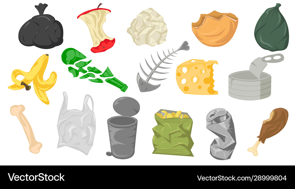 Set different cartoon scraps and garbage Set different cartoon scraps and garbage vector image