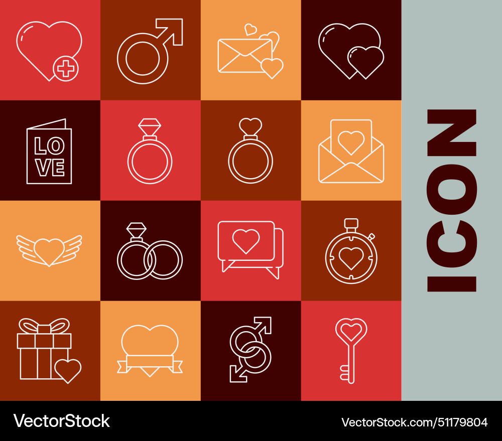 Set line key in heart shape the center Set line key in heart shape the center vector image