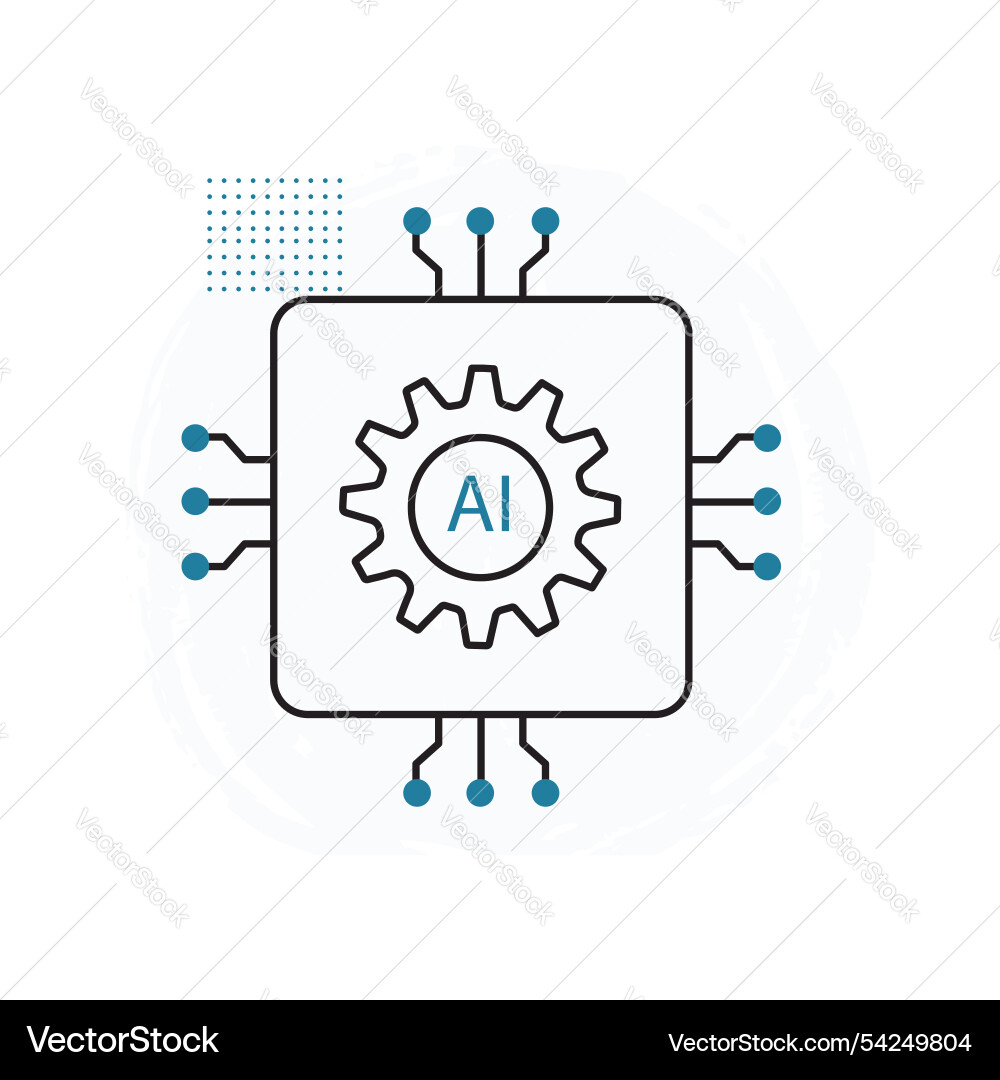 Smart ai automation gear system icon design vector image