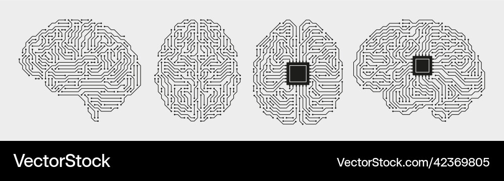 Artificial Intelligence Circuit Brains vector image