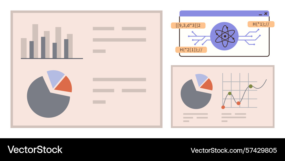 Data analysis with charts graphs and scientific Vector Image