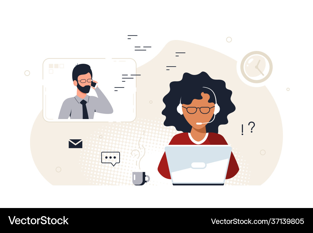 Frau mit Kopfhörern und Mikrofon Laptop Frau mit Kopfhörern und Mikrofon Laptop vektorbild
