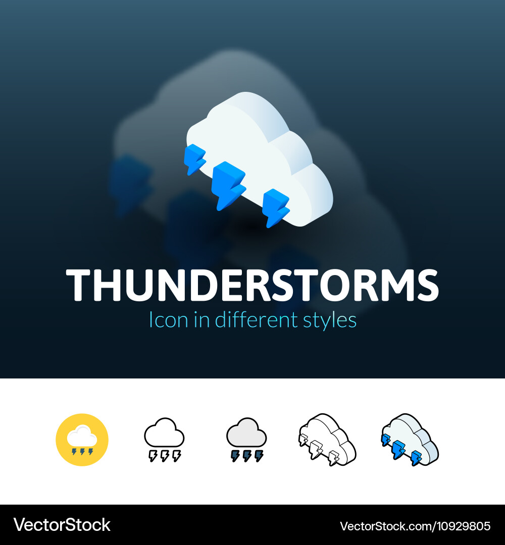 Thunderstorms icon in different style vector image