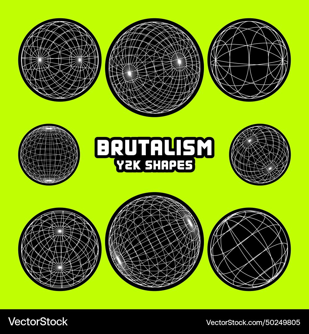 Wireframe shapes lined sphere perspective mesh Vector Image