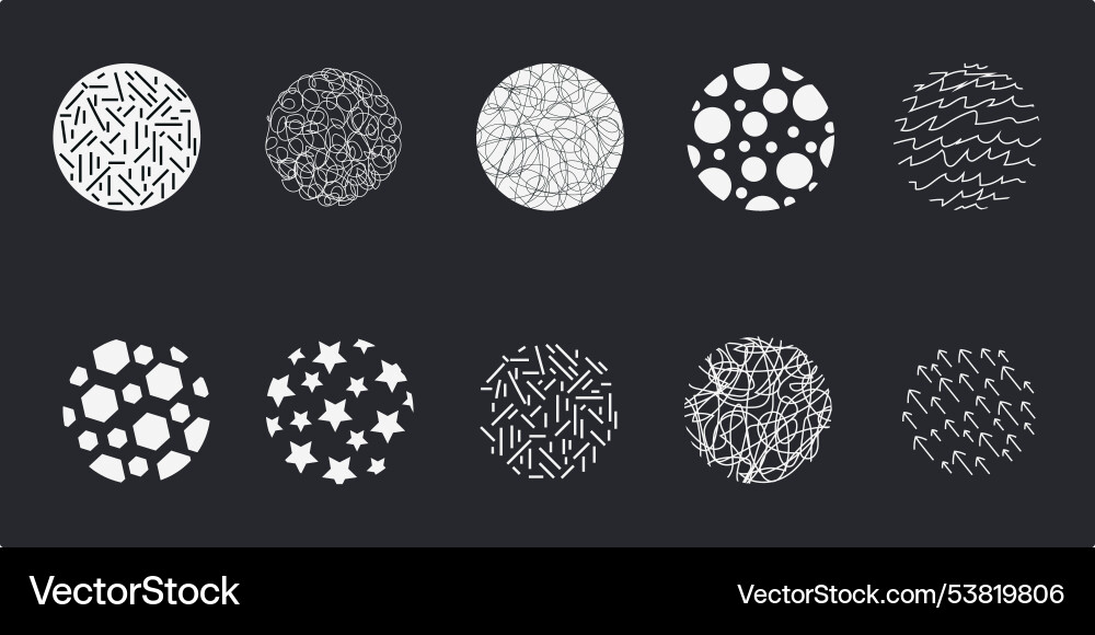 Abstract set of round patterned icons Vector Image