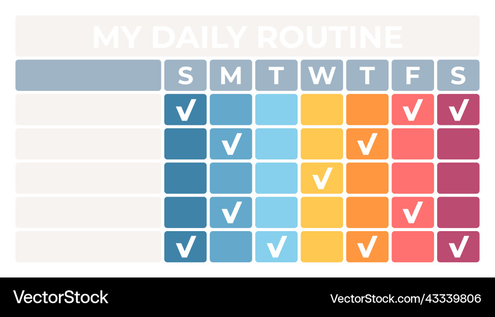 Business process daily routine chart with 5 steps vector image