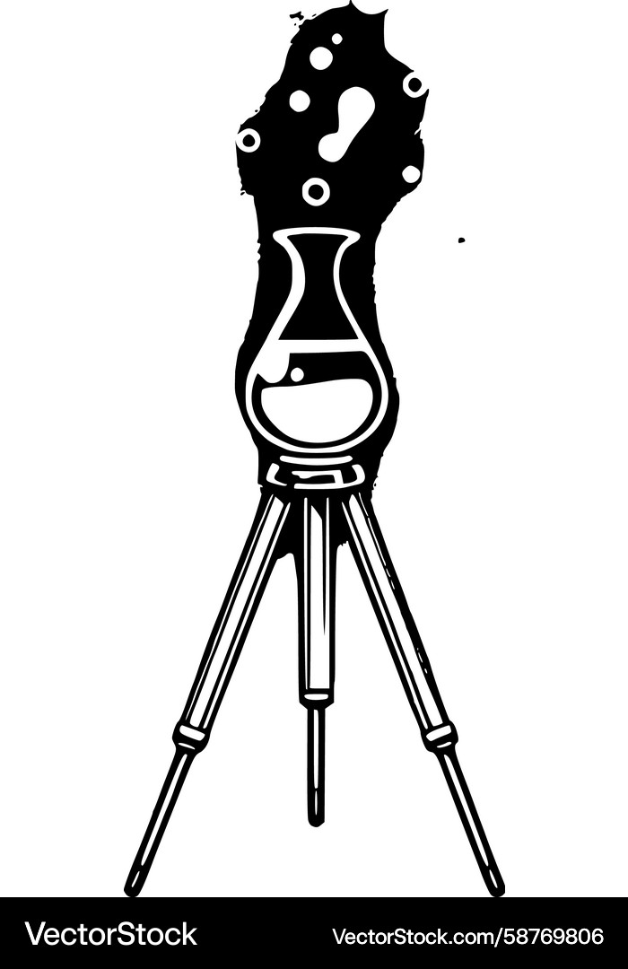 Chemistry Experiment with Flask and Tripod Vector Image