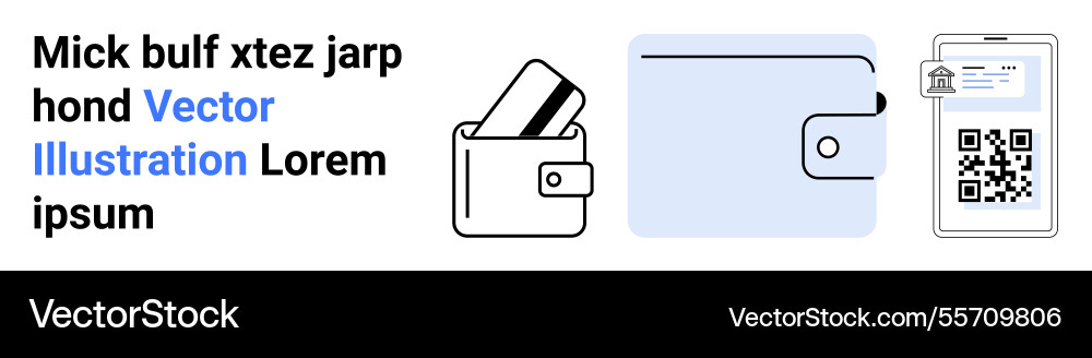 Digital wallet with qr code and credit card Digital wallet with qr code and credit card vector image