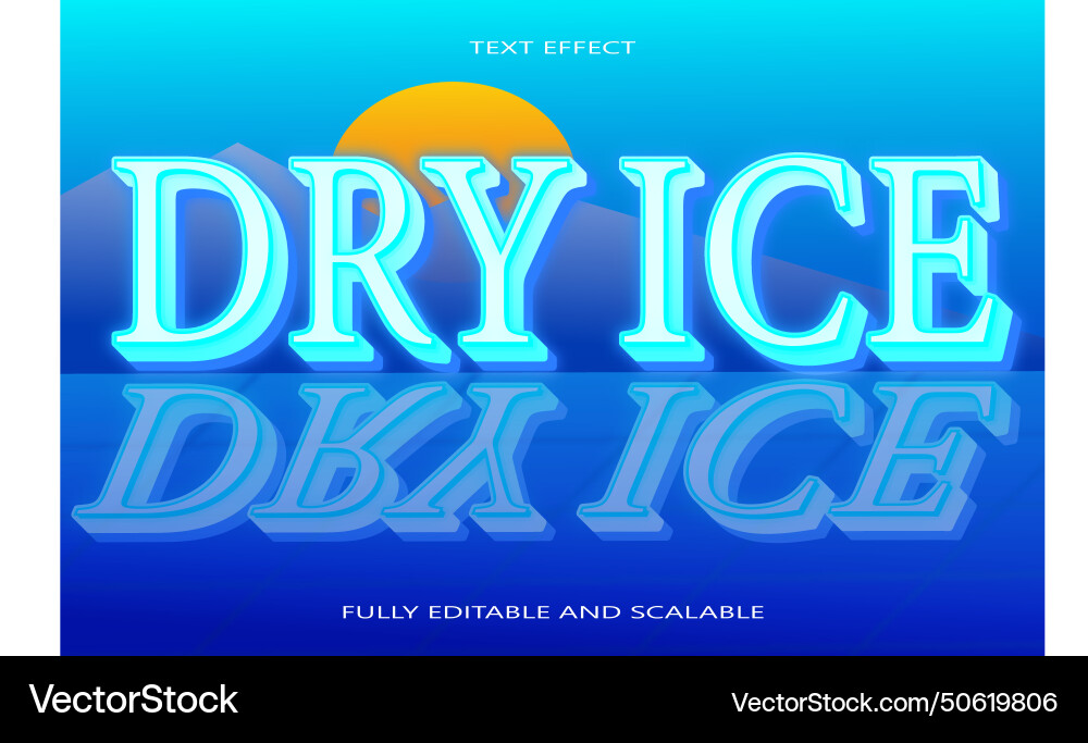 Dry ice editable text effect 3d emboss retro style Dry ice editable text effect 3d emboss retro style Vector Image