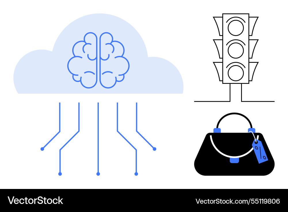 Integrating ai with everyday objects brain cloud Integrating ai with everyday objects brain cloud vector image