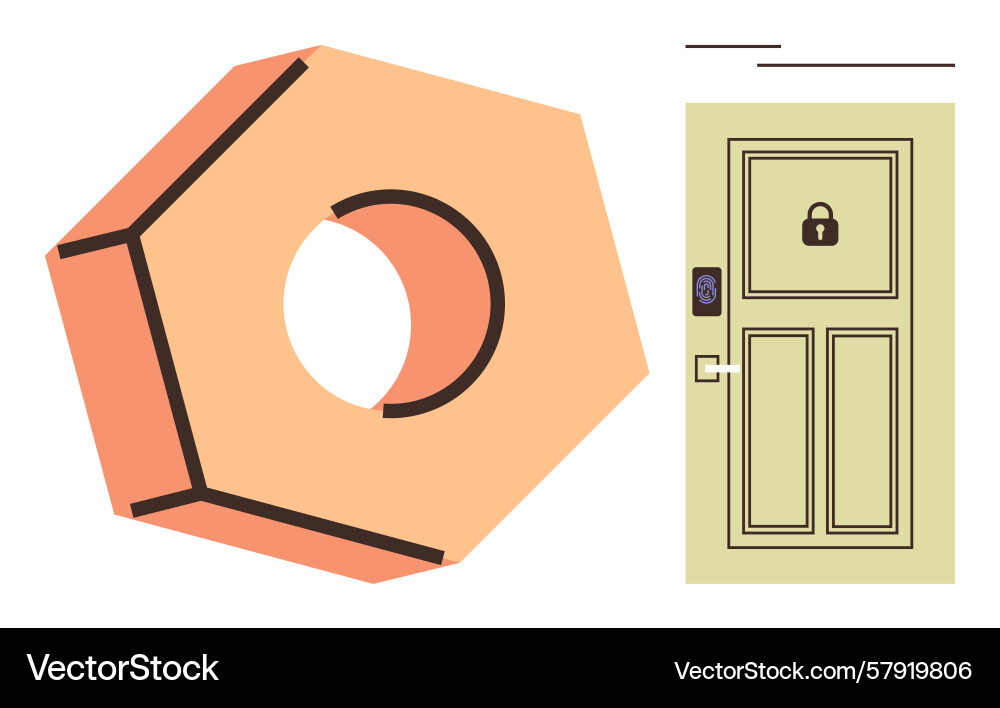 Security concept with hexagonal object and locked vector image