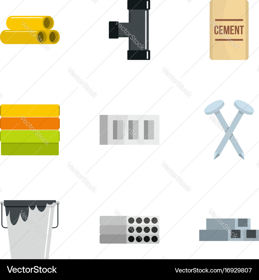 Building tool icon set flat style vector image