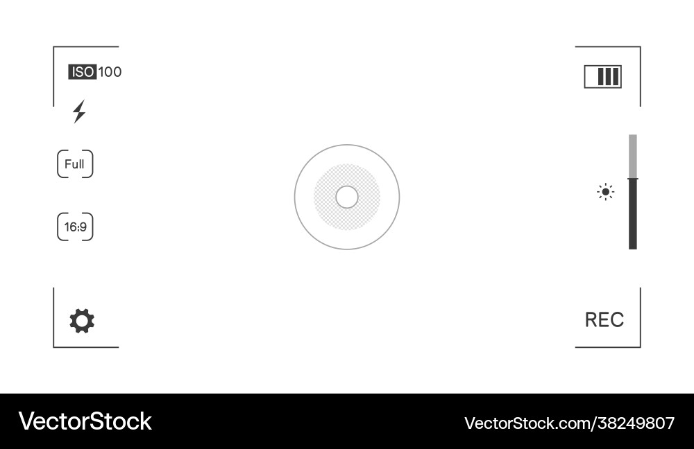 Camera focus with settings and info on screen Camera focus with settings and info on screen Vector Image