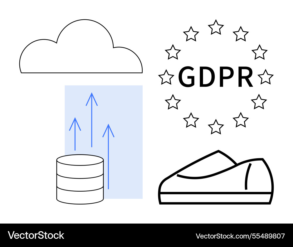 Cloud storage and gdpr compliance representation Vector Image
