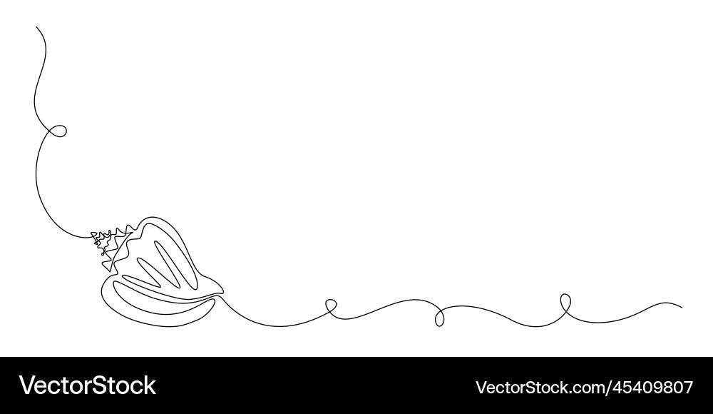 Continuous one line drawing of conch sea shell Continuous one line drawing of conch sea shell vector image