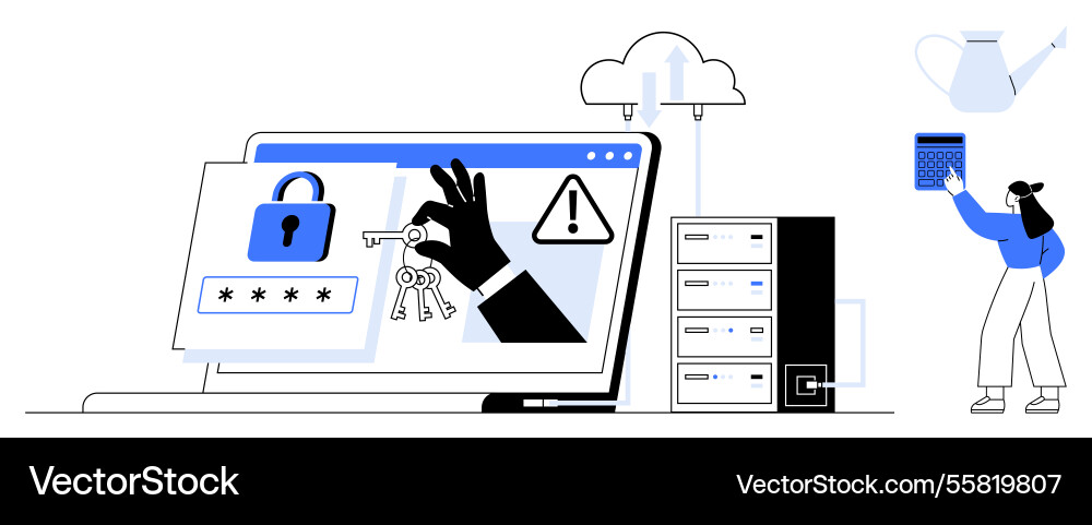 Cybersecurity and data protection with key access Cybersecurity and data protection with key access vector image