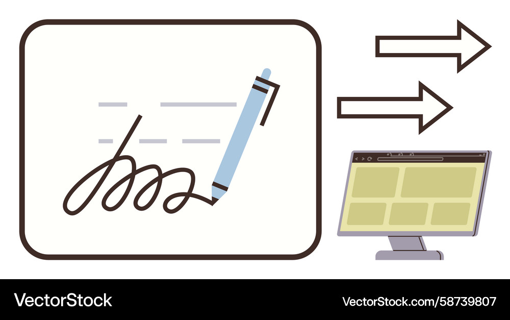 Digital document signing process with pen Digital document signing process with pen Vector Image