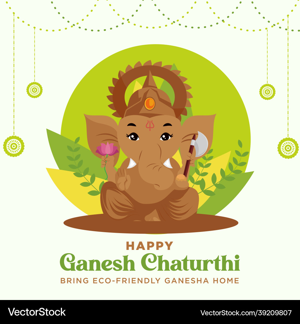 Happy Ganesh Chaturthi Banner Vector Image
