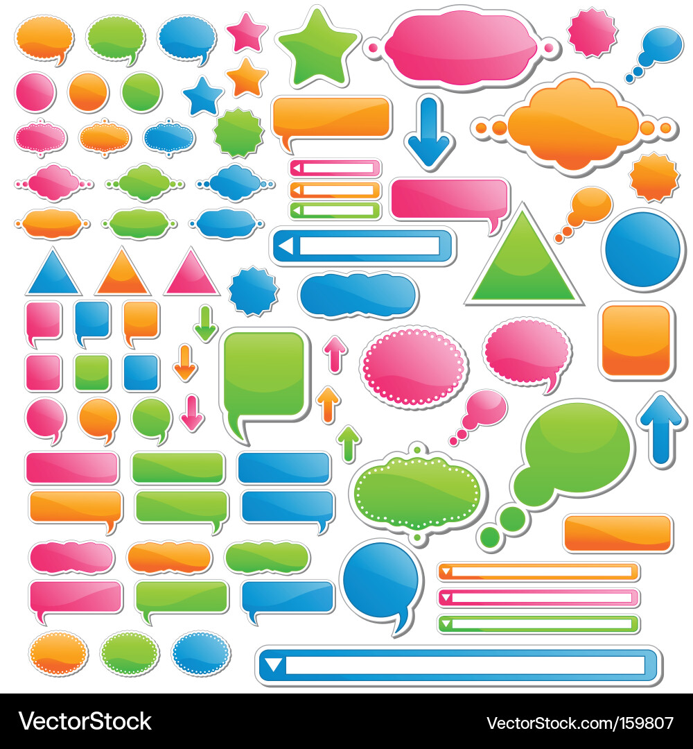 Icon Set - Buttons & Speech Bubbles vector image