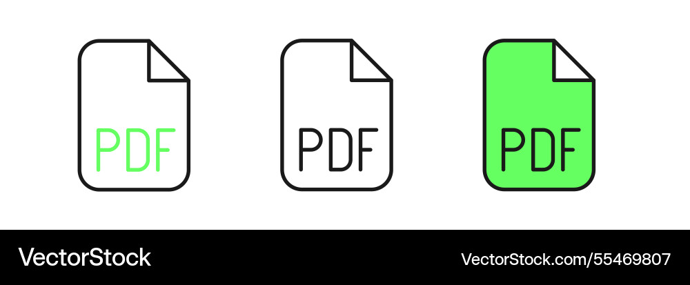 Set line pdf file document download button Vector Image