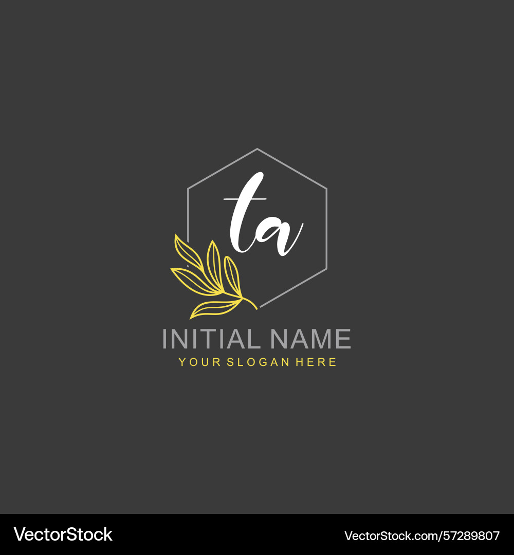 Ta initial logo templates with botanical elements vector image