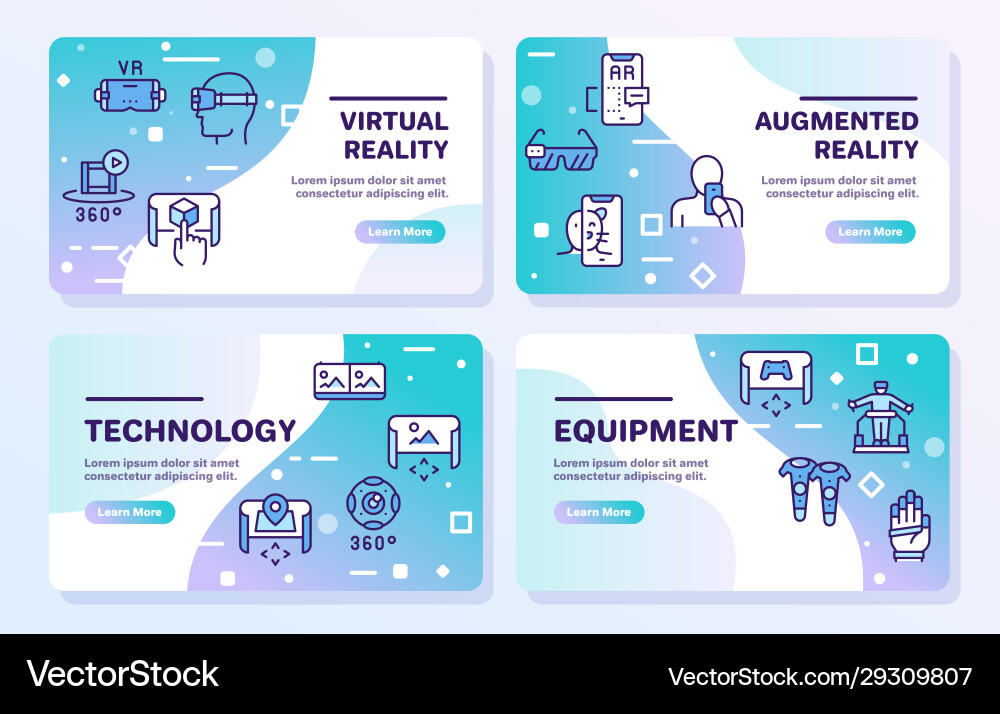 Virtual and augmented reality color linear Virtual and augmented reality color linear vector image