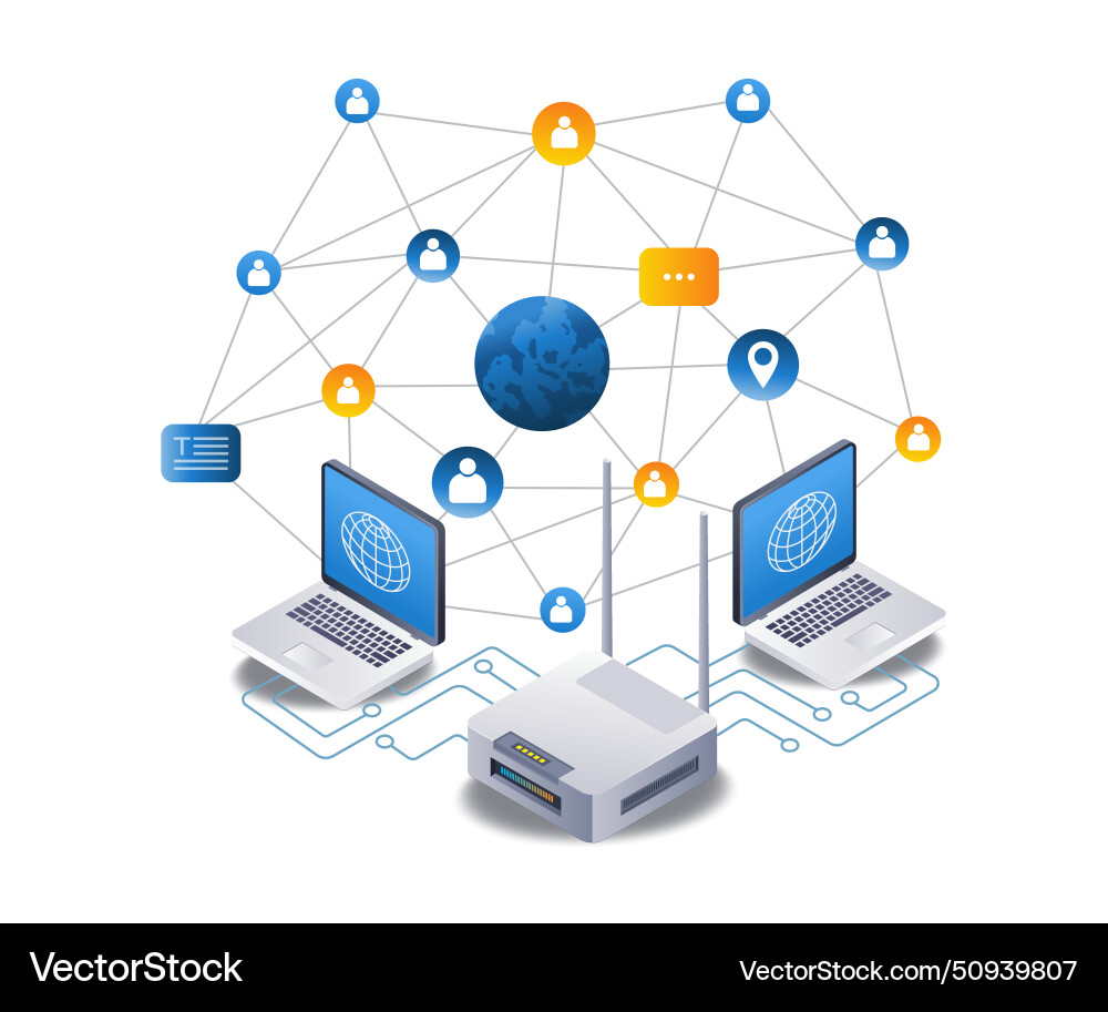 World internet usage network concept flat World internet usage network concept flat vector image