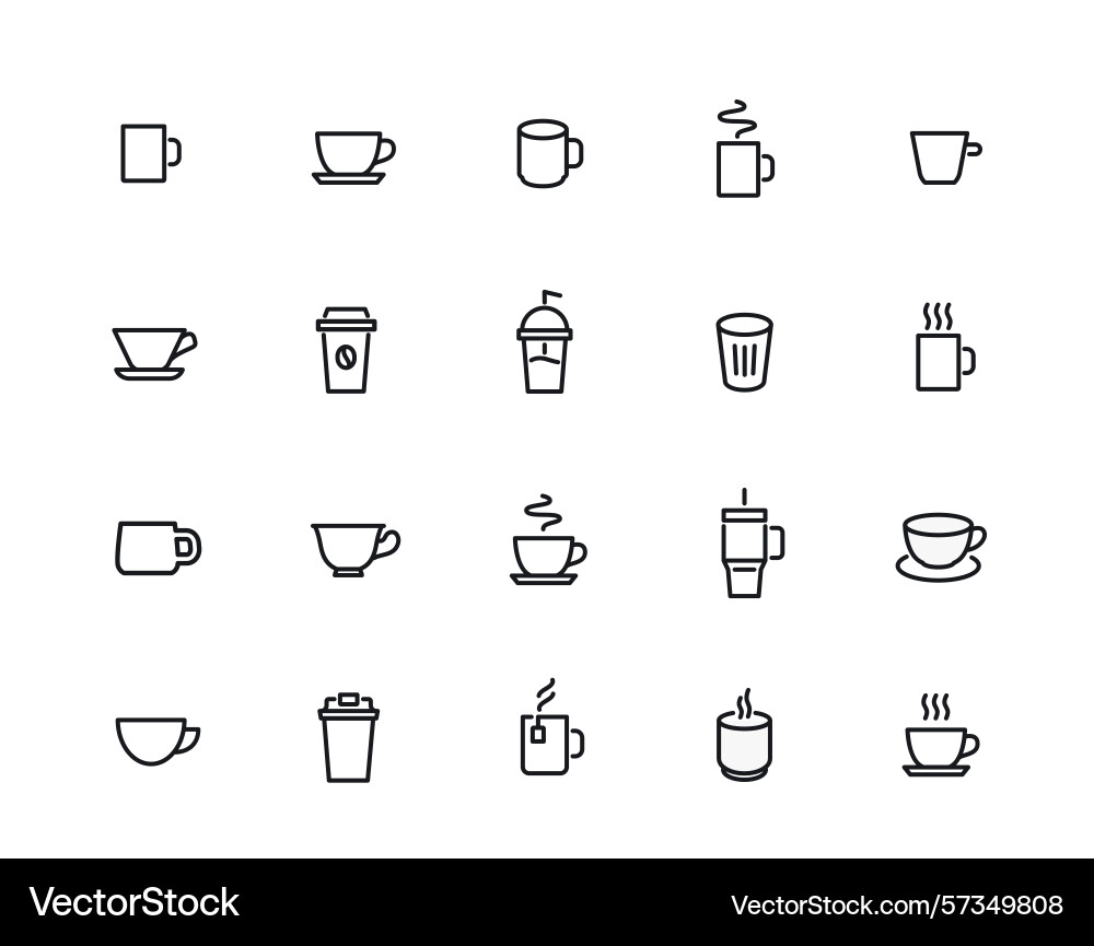 Cup line icon set simple symbols with paper Vector Image