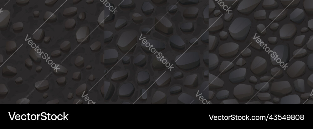Game seamless patterns with stone and rock texture Game seamless patterns with stone and rock texture vector image