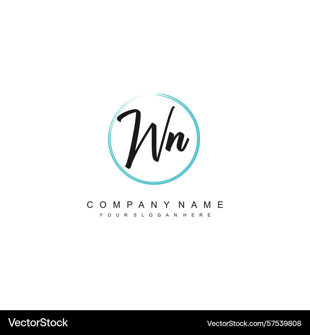 Minimal signature logo design with wn initials Vector Image