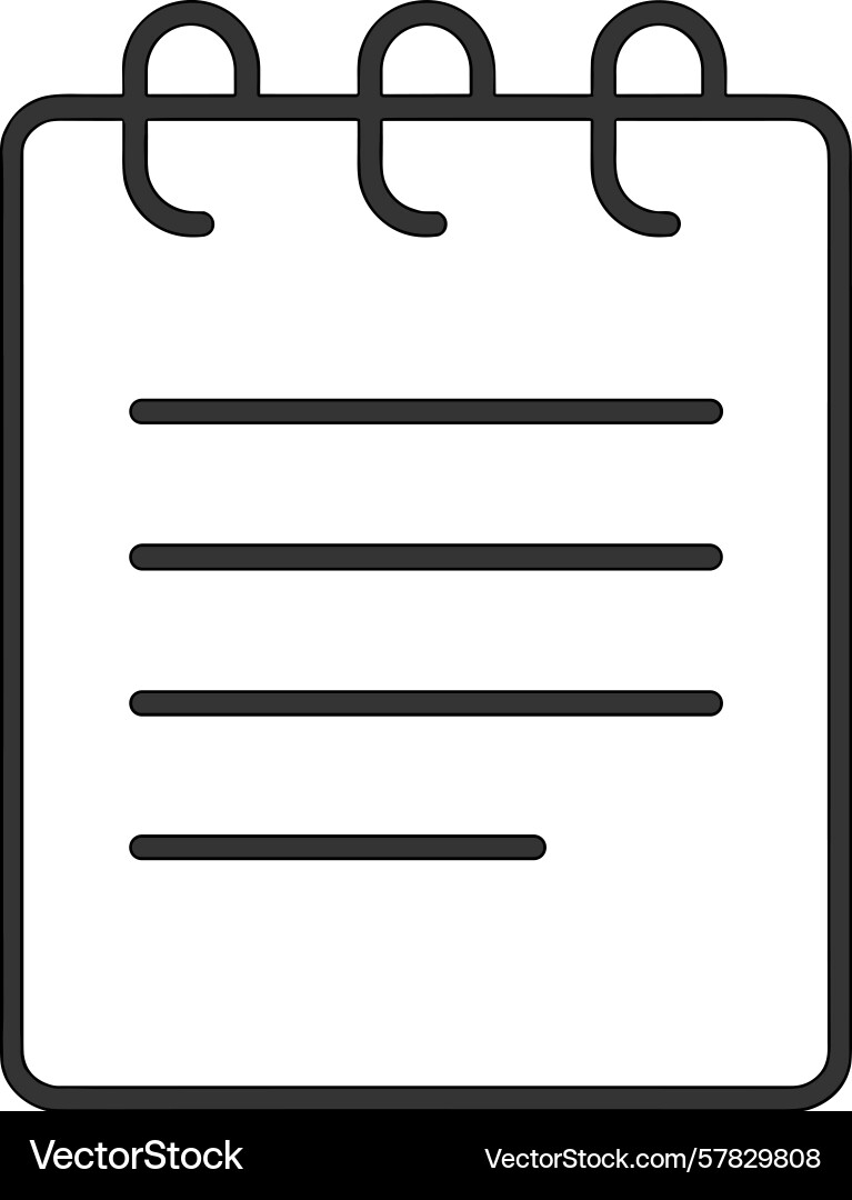 Notepad on a white background with clean lines Notepad on a white background with clean lines Vector Image