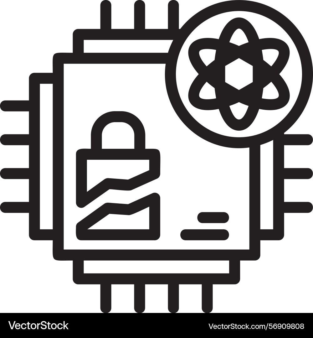 Quantum cryptography linear style icon design Vector Image