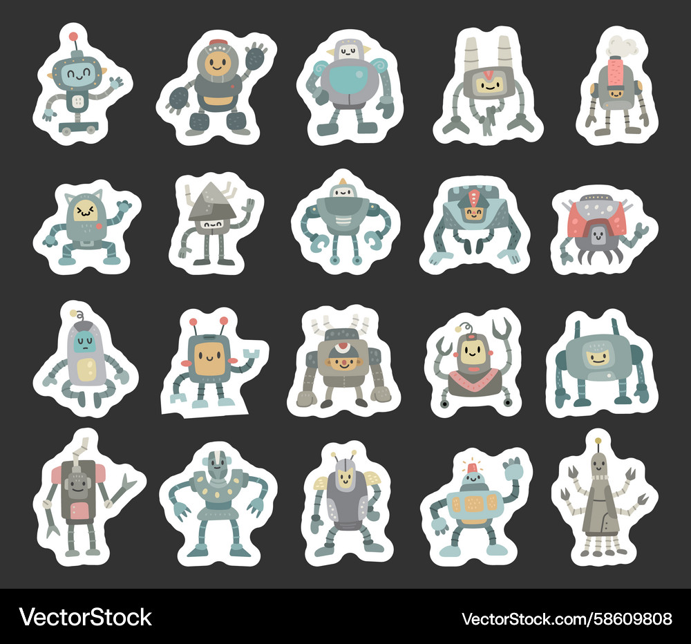 Robot character set in scandinavian Robot character set in scandinavian Vector Image