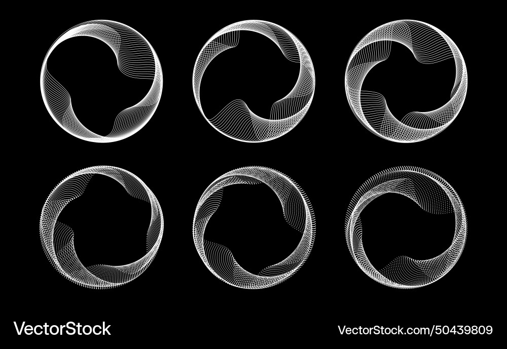 Blend dotted and linear circle frames set black Blend dotted and linear circle frames set black vector image