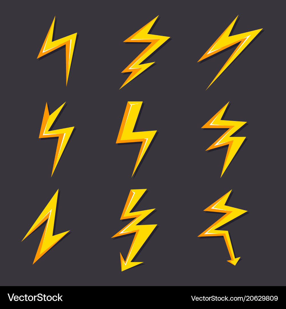 Cartoon of lightning set vector image