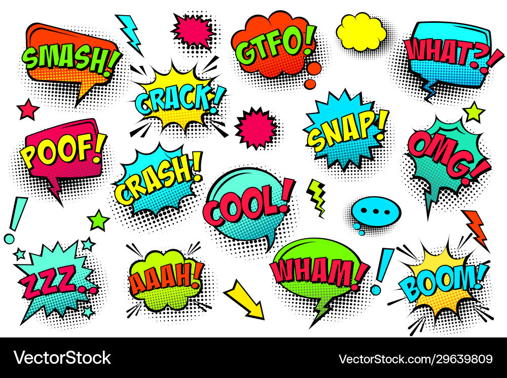 Comic colored speech bubbles with halftone shadow Comic colored speech bubbles with halftone shadow vector image
