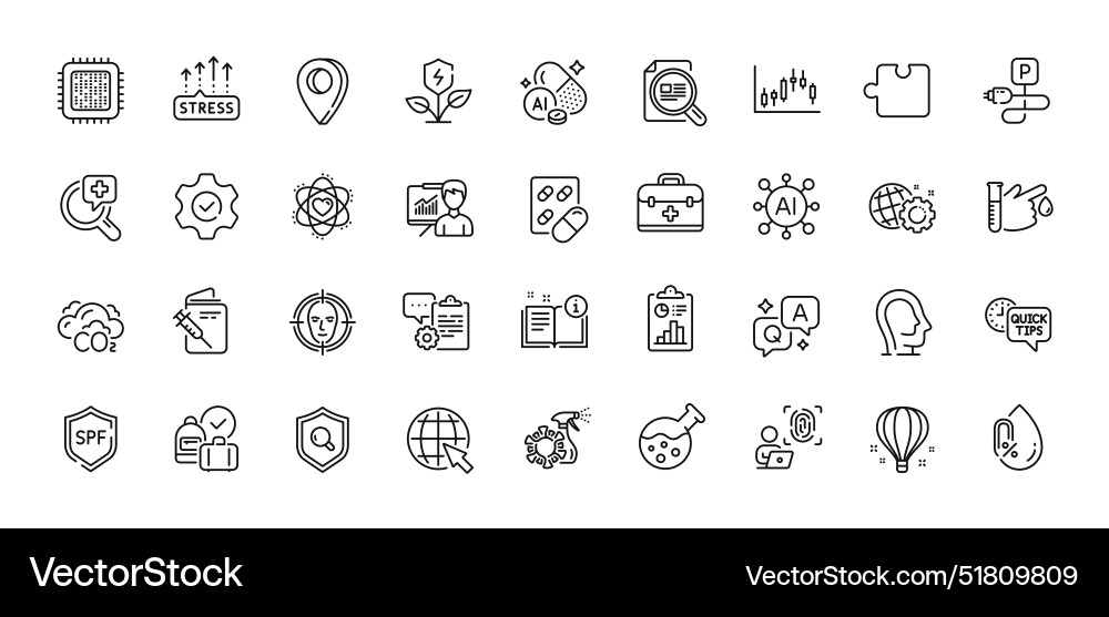 Computer fingerprint inspect and clipboard line Computer fingerprint inspect and clipboard line vector image