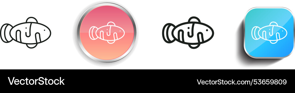 Dolly fish icon thin linear regular and button vector image