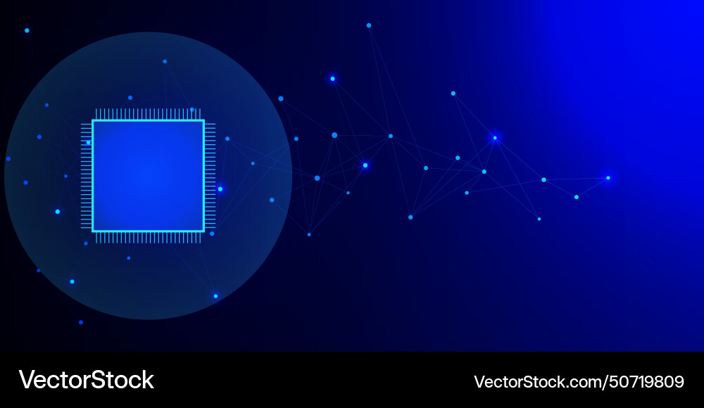 Futuristic microchip with connecting dots and line Futuristic microchip with connecting dots and line vector image