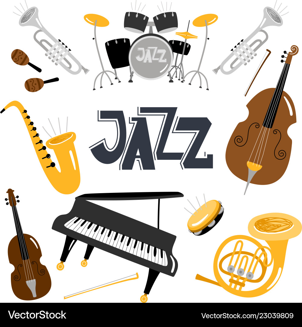 Jazz musical instruments music instrument Vector Image