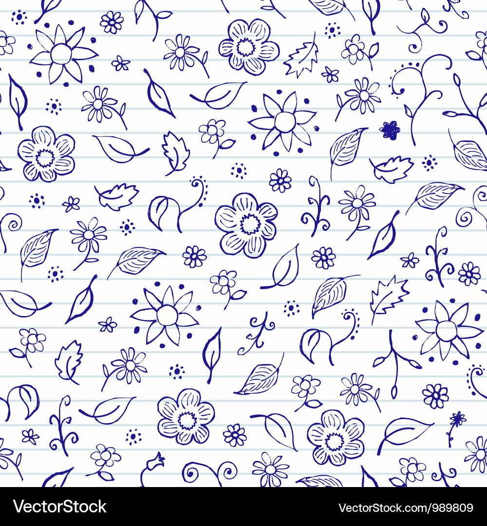 Nahtlose Doodles - Blumennoten Vektorbild