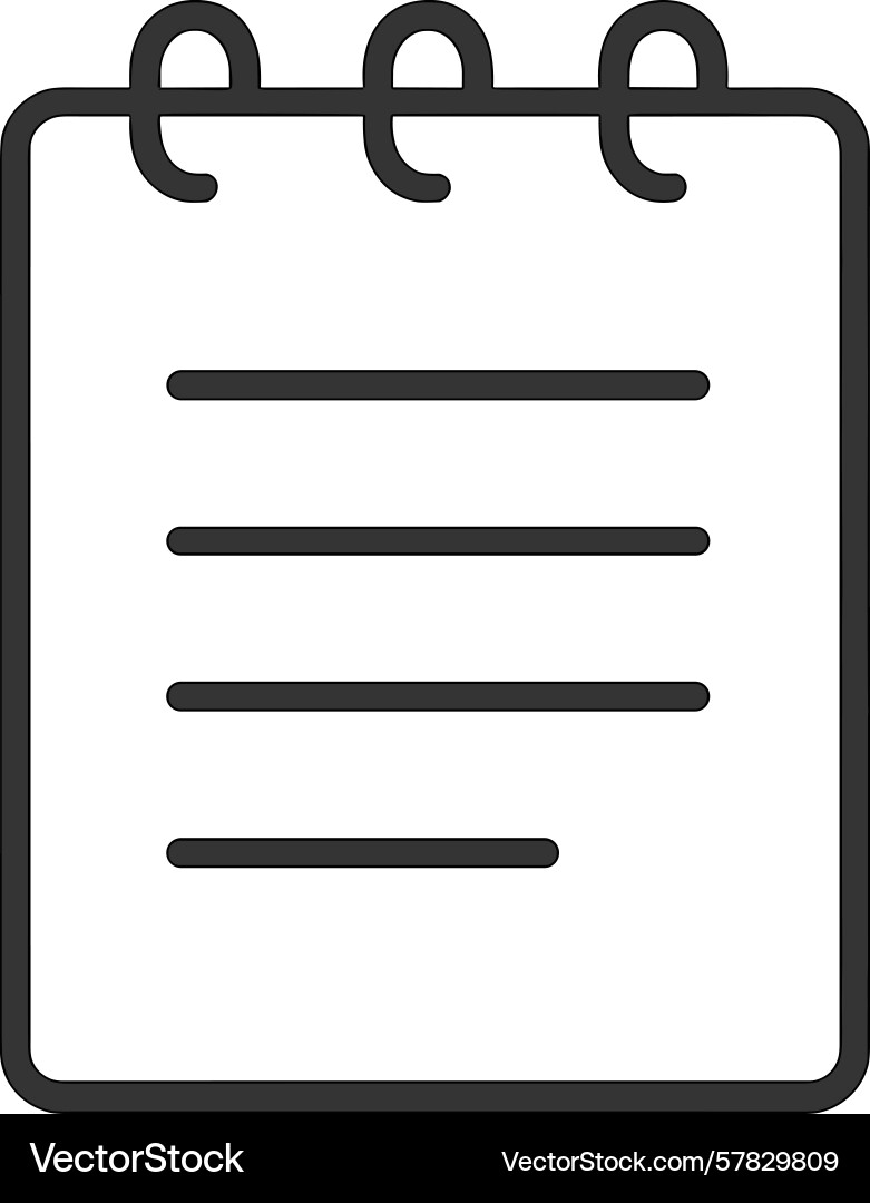 Notepad with blank lines for writing notes vector image