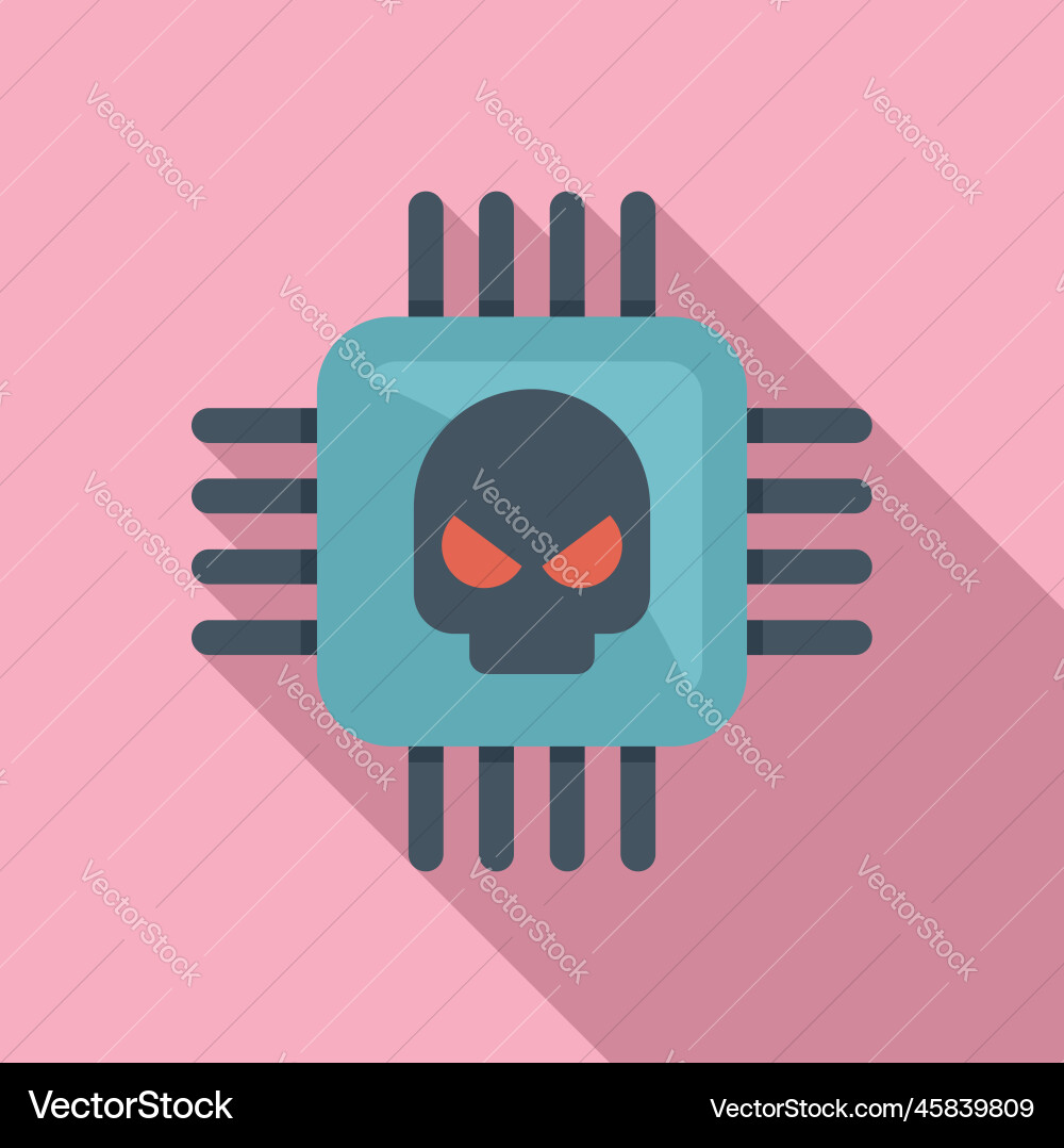 Processor malware icon flat virus error Processor malware icon flat virus error vector image